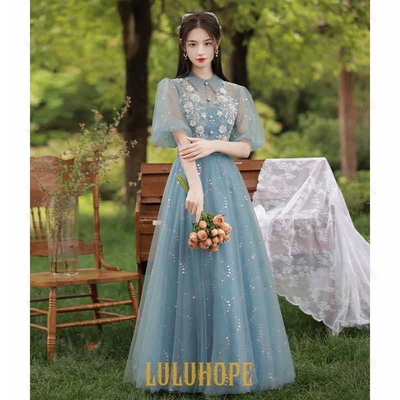 ドレス 大人 ピアノ発表会 ドレス 演奏会 結婚式 袖付き 大きいサイズ パーティードレス ロングドレス お呼ばれ