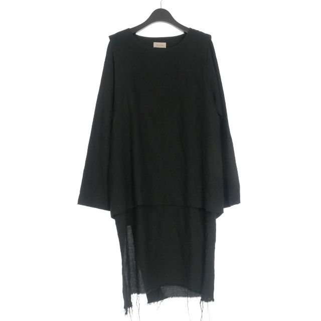 ベッドフォード BED J.W. FORD 17SS ウール サイドスリット レイヤードロングカットソー Tシャツ 長袖 1 ブラック 黒 17SS-B-LS01