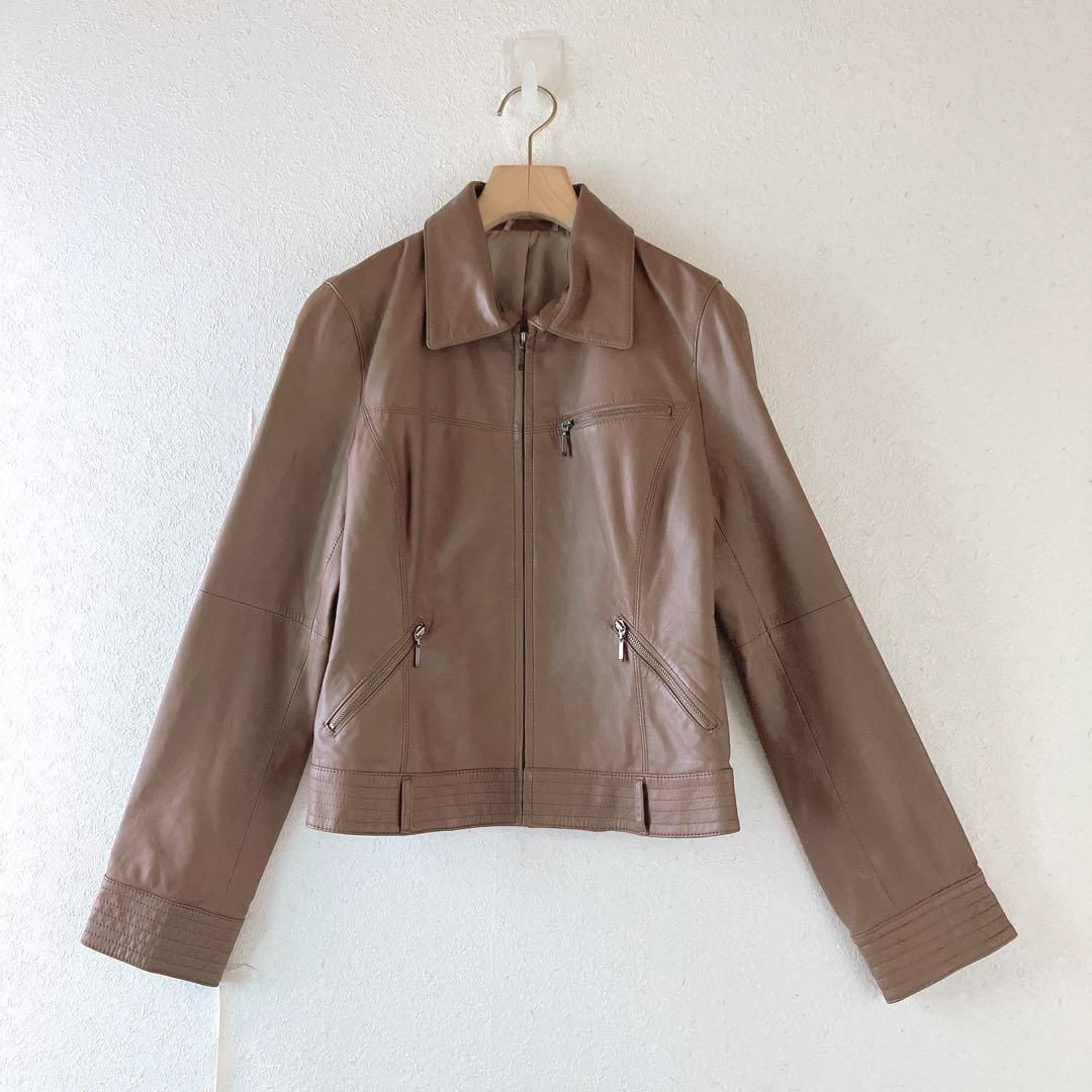 アナイ　ANAY ベージュ　ラムレザージャケット　サイズ３８ 中古・古着通販】ANAYI (アナイ) ラムレザードットボタン ジャケット