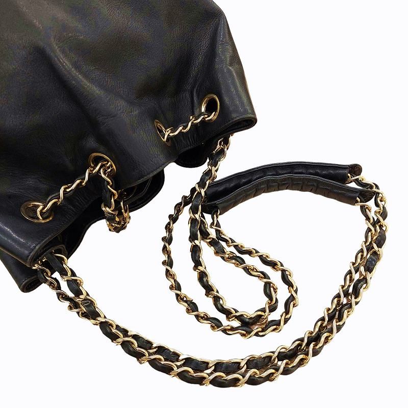 シャネル CHANEL ヴィンテージ 巾着 チェーンショルダーバッグ 切替