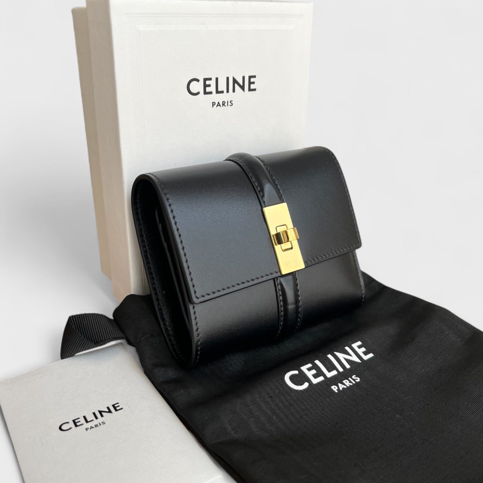 CELINE スモールトリフォールドウォレット16（セーズ）サテンドカーフ