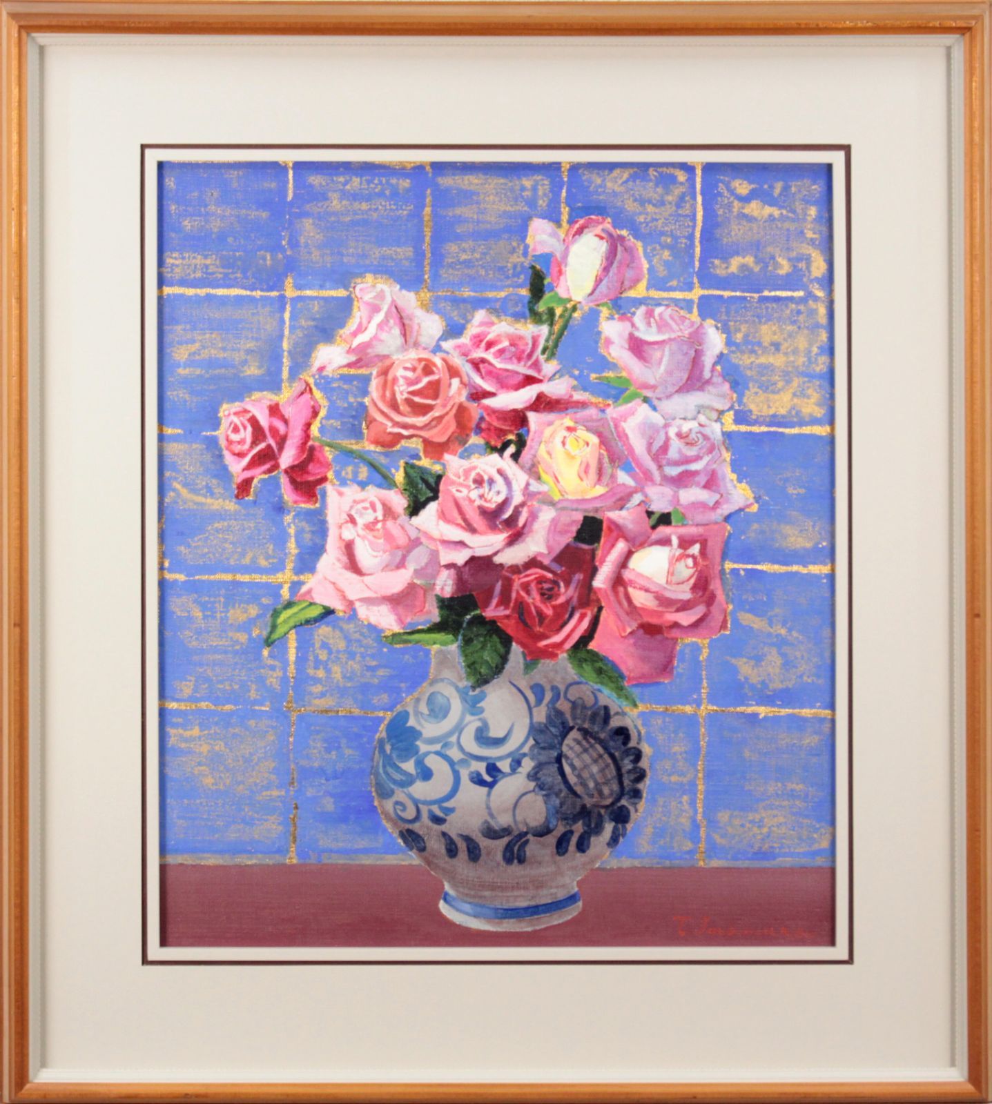 今村昭寛『薔薇』油彩画【真作保証】 絵画美術品/アンティーク