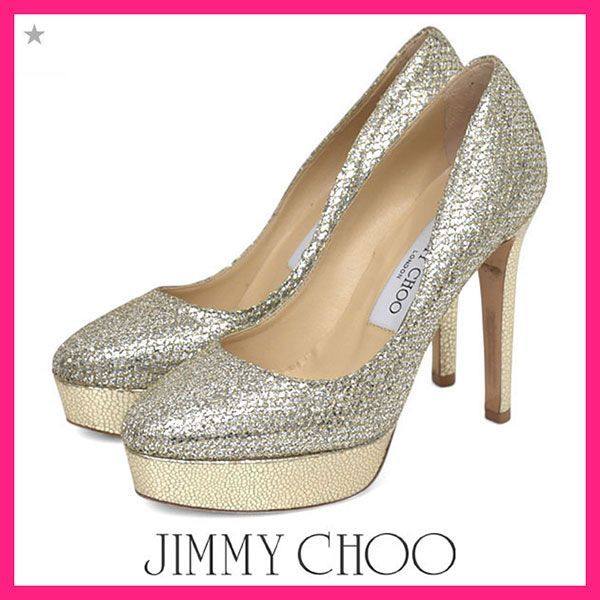 美品♪ジミーチュウ/ジミーチュー グリッター ヒール パンプス 35.5(約22.5cm)