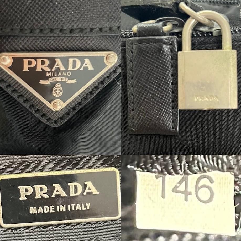 【良品】プラダ ブリーフケース ビジネスバッグ 三角ロゴ 黒　PC〇　A４〇 良品】PRADA プラダ ブリーフケース ビジネスバッグ 三角ロゴ 黒