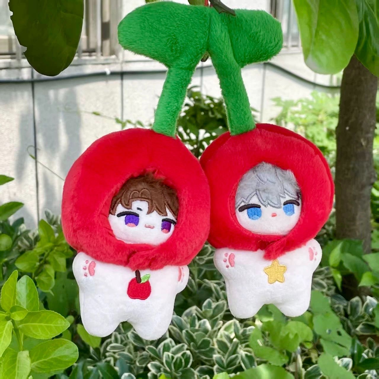 10㎝ ちびぐるみ　にじぱぺ　ぬい服　うさ耳ボンネット　さくらんぼ　赤　３ 10㎝ ちびぐるみ にじぱぺ ぬい服 うさ耳ボンネット さくらんぼ