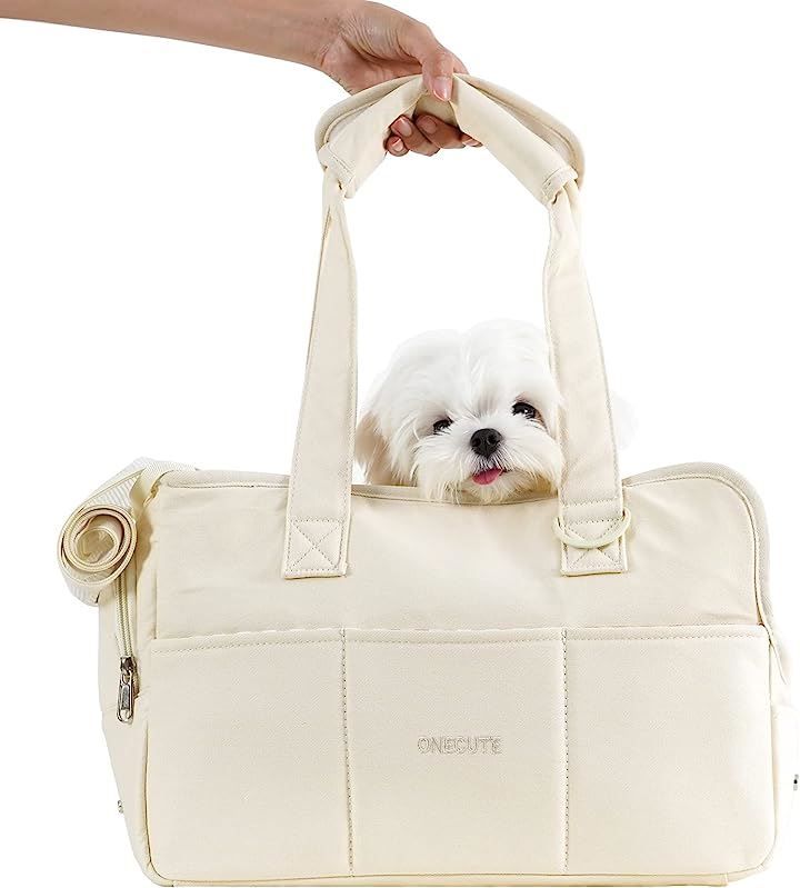 ONECUTE ペットキャリーバッグ 軽くてお出かけ 3kg以下のペット 犬バッグ 猫バッグ ウサギバッグ クリーム入り S