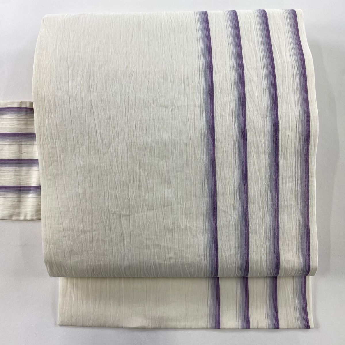 名古屋帯 秀品 夏帯 縞 クリーム 正絹