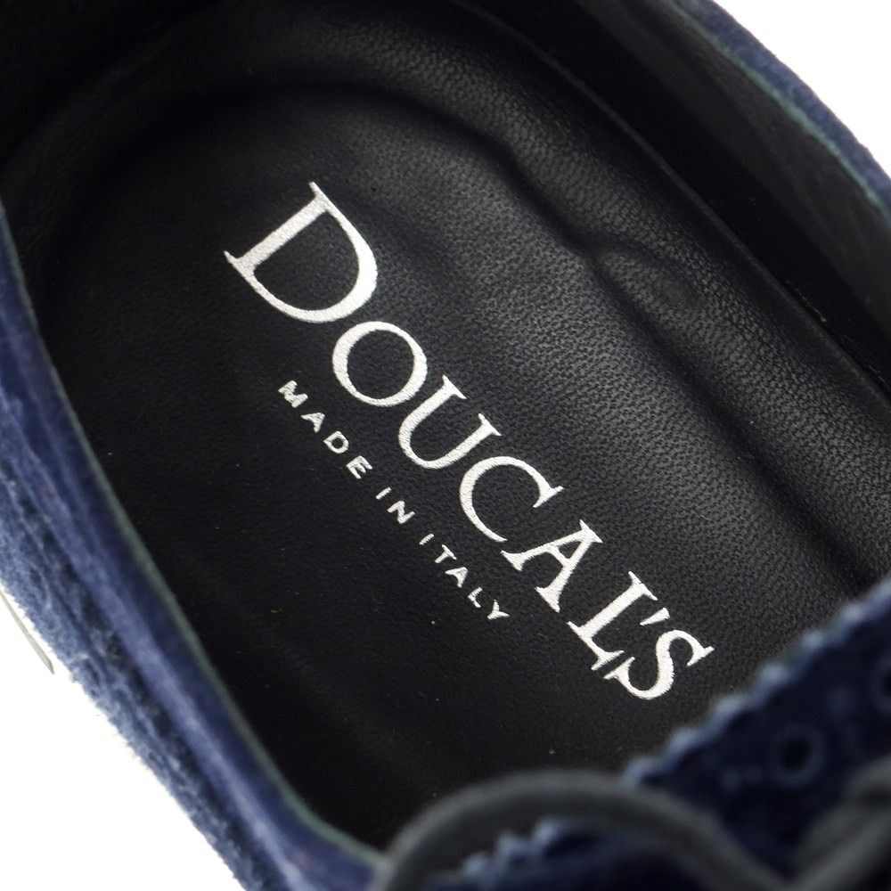 【中古】デュカルス DOUCALS スエード ウイングチップ ドレスシューズ ネイビーブルー【サイズ40】【メンズ】