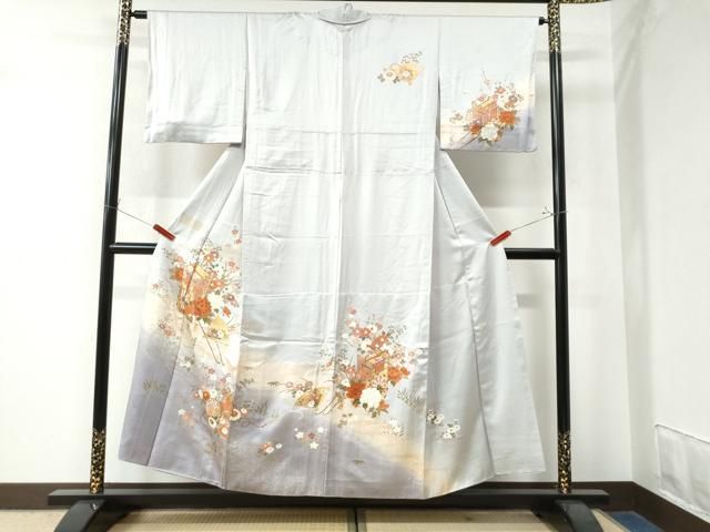 平和屋着物○訪問着 胴抜き仕立て 御所車檜扇鼓草花文 暈