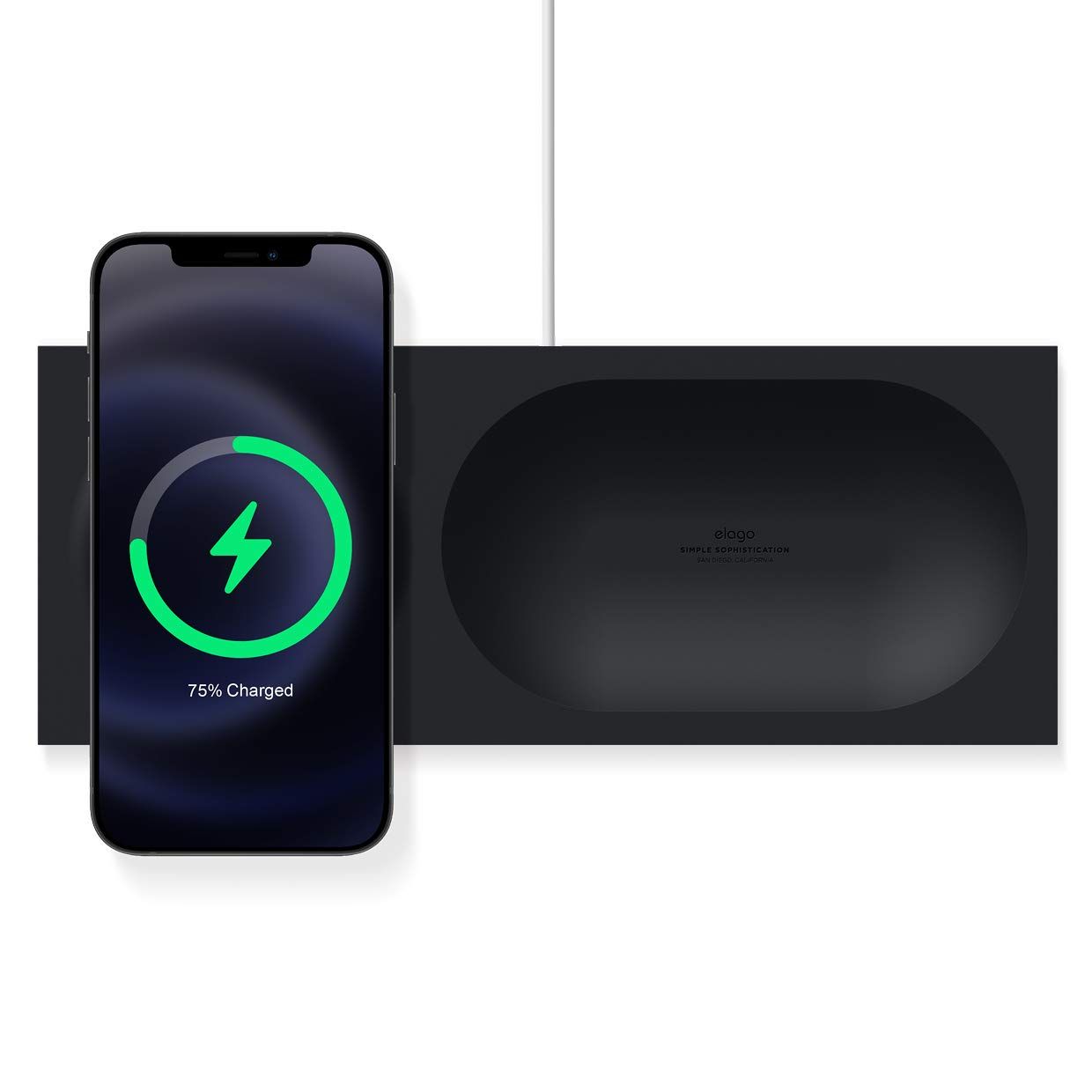  elago 充電トレイ MagSafe充電器対応 iPhone 16/15/14/13/12/AirPodsワイヤレス充電およびその他のワイヤレス充電電話に対応 [ブラック] [充電ケーブルは含まれていません] その他