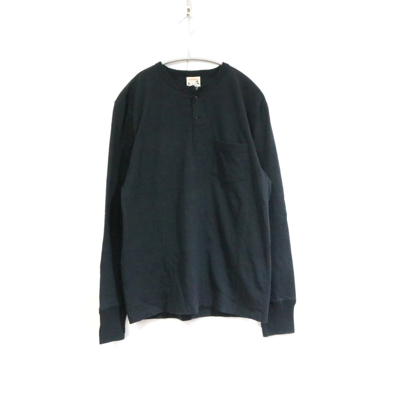 【中古A】GLAD HAND グラッドハンド M メンズ Tシャツ 長袖 ヘンリーネック 黒 綿 中古A 古着
