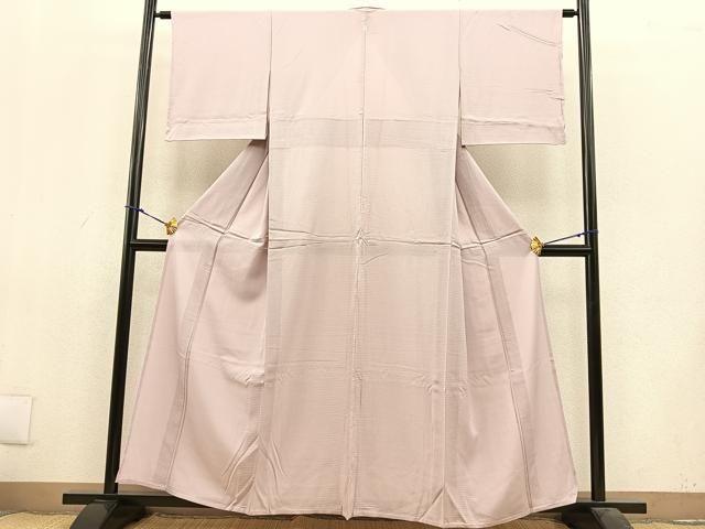 平和屋着物▽本草木染作家 瑞寶 色無地 単衣 紋意匠 銀朱色 正絹 逸品