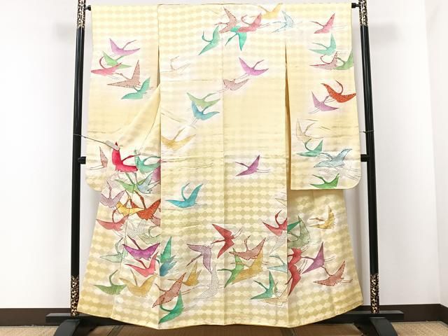豪華振袖　駒刺繍　流水花文　暈し染め　金彩　逸品 絹 成人式 お見合 パーティー 豪華振袖駒刺繍流水花文暈し染め金彩逸品 絹 成人式 お見合