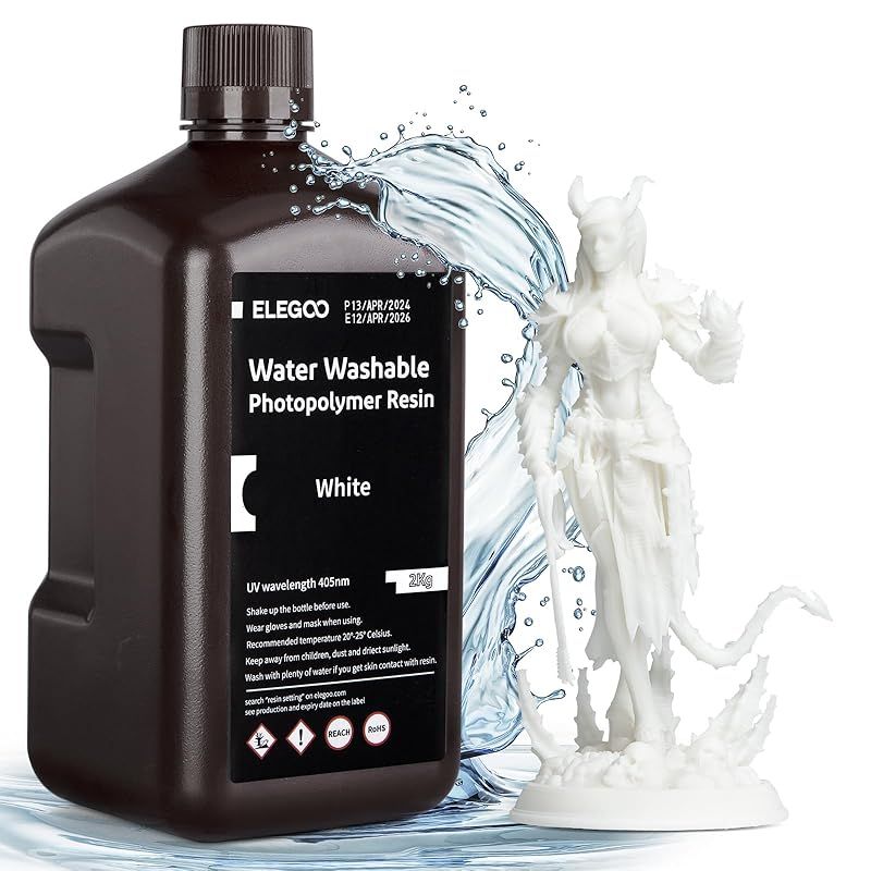 ELEGOO 水洗い樹脂 2000g 光造形3Dプリンター用 水洗い UVレジン 405nm 光硬化 樹脂 LCD 3Dプリンター向け ホワイト 1