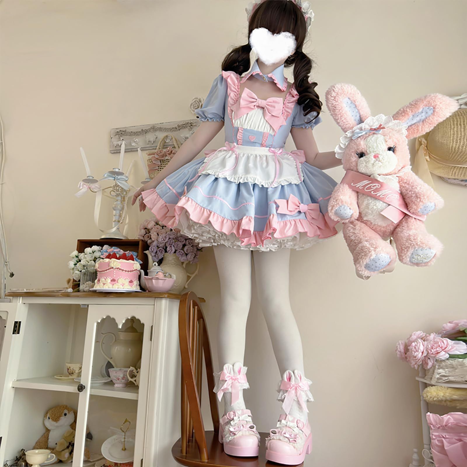 新品 [XHSUKADO] メイド服 3点セット ロリータ op