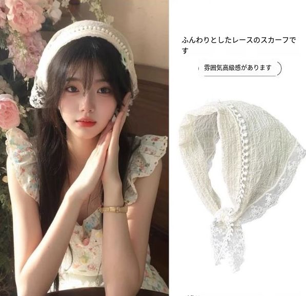 シルク　スカーフ　レース　刺繍 Amazon | Frioojity 女性刺繍レーススカーフ3310ホワイト