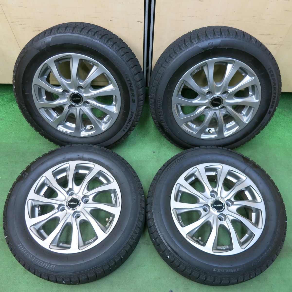 [送料無料] バリ溝！キレイ！8.5分スタッドレス 175/65R14 ブリヂストン アイスパートナー2 BALMINUM バルミナ 14インチ PCD100/4H4122703SYス
