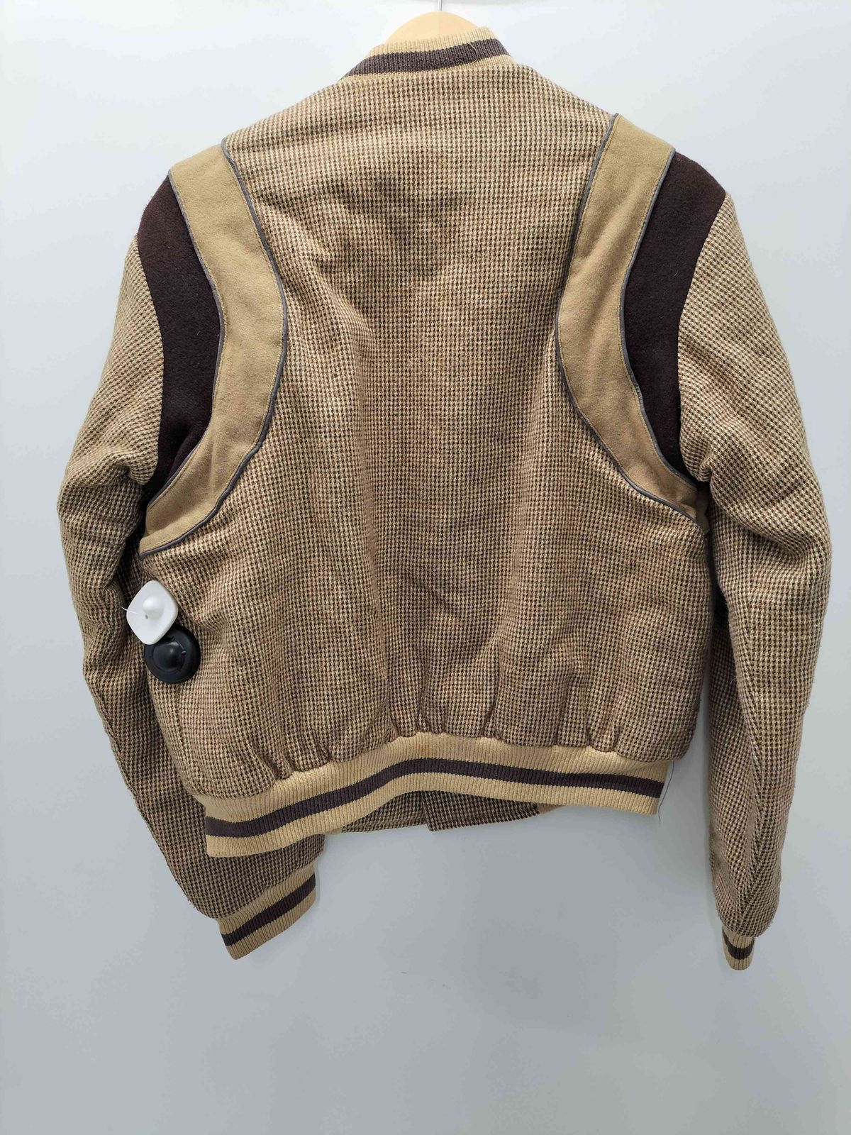 ユーズドフルギ 古着 weathercaster 60-70S 千鳥格子 チェック パイピング デザイン スナップボタン ブルゾン ジャケット 裏地ボア メンズ US 40