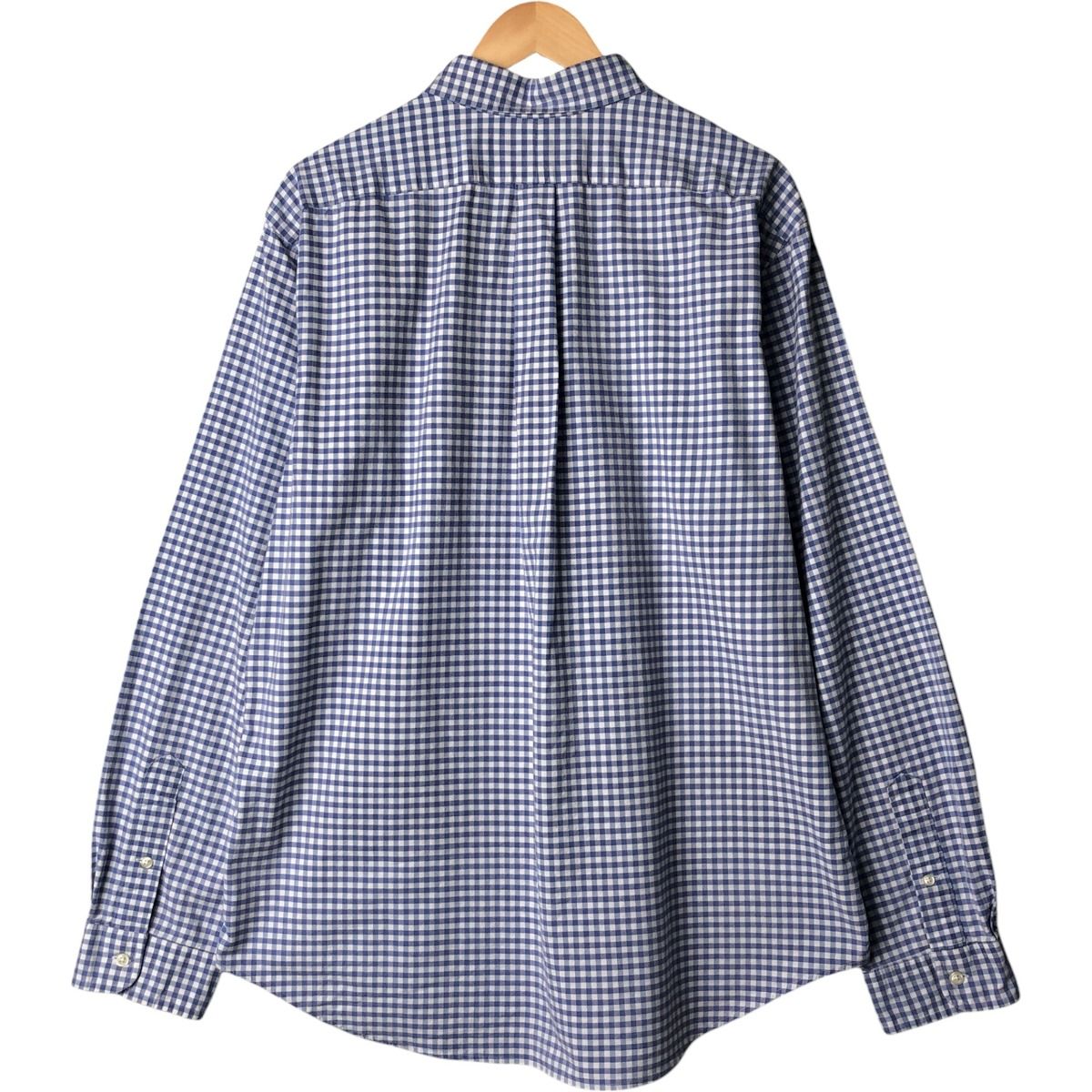 RALPH LAUREN★美品★SLIM FIT ギンガムチェックコットンシャツ ポロラルフローレン ギンガムチェックシャツ コットン ガーゼ 青