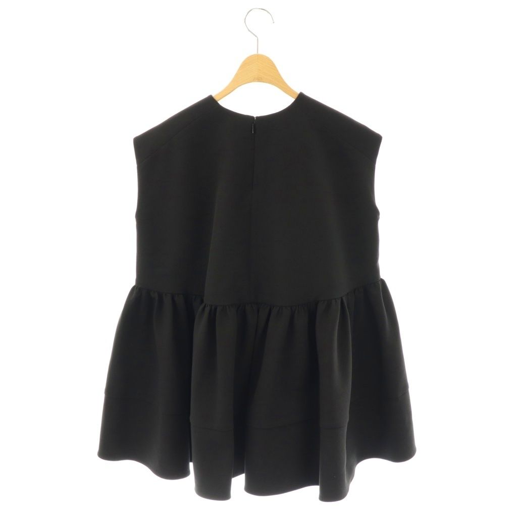 セブンテンバイミホカワヒト SEVEN TEN by MIHO 24 SS オーガンジーモチーフペプラムトップス ブラウス ノースリーブ S ブラック DF OS