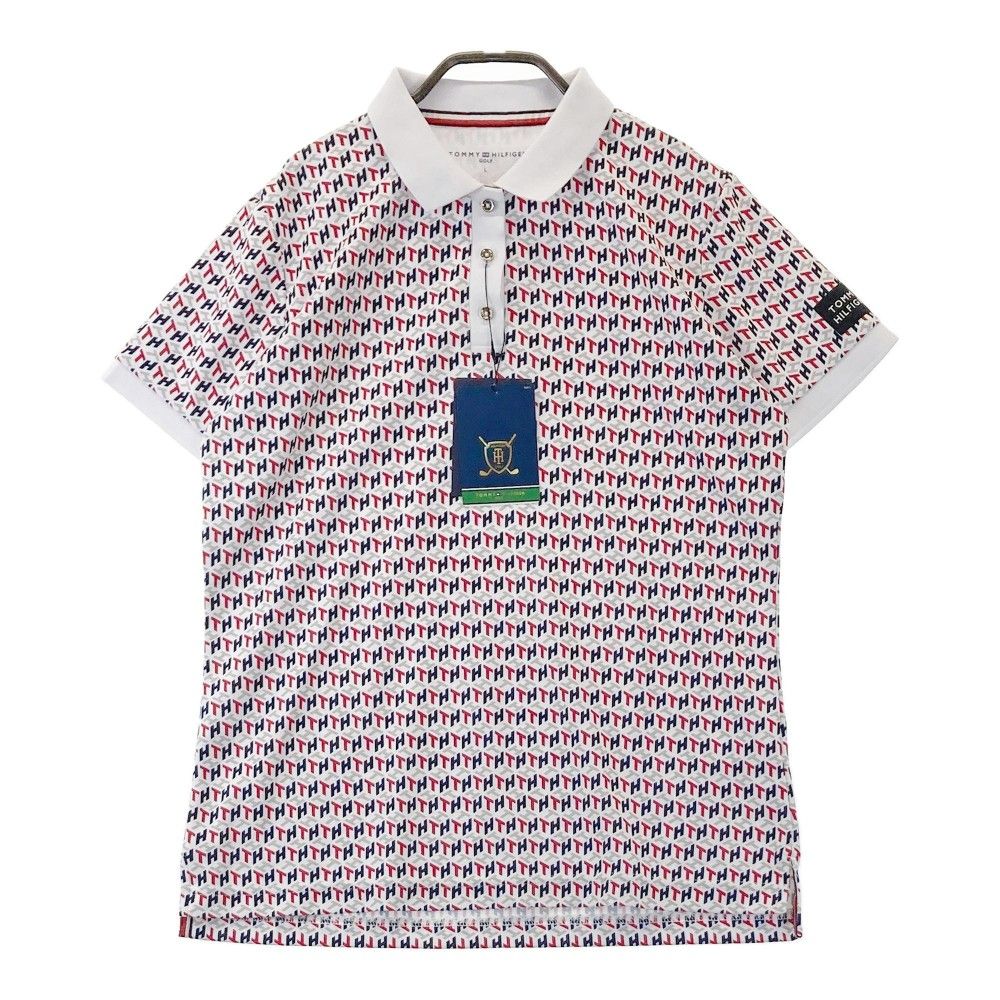 サイズ L TOMMY HILFIGER GOLF トミー ヒルフィガーゴルフ 半袖ポロシャツ 総柄 ホワイト系 240101452461 ゴルフウェア レディース ストスト