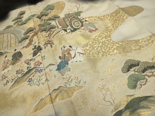 平和屋着物○豪華色留袖 作家物 風景草花文 暈し染め 金糸 正絹 逸品