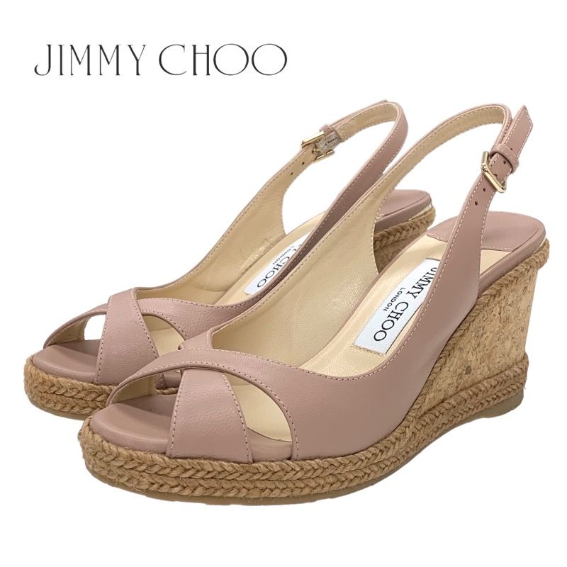 ジミーチュウ JIMMY CHOO AMELY 80 サンダル 靴 シューズ レザー ピンクベージュ 未使用 ウェッジソール - メルカリ