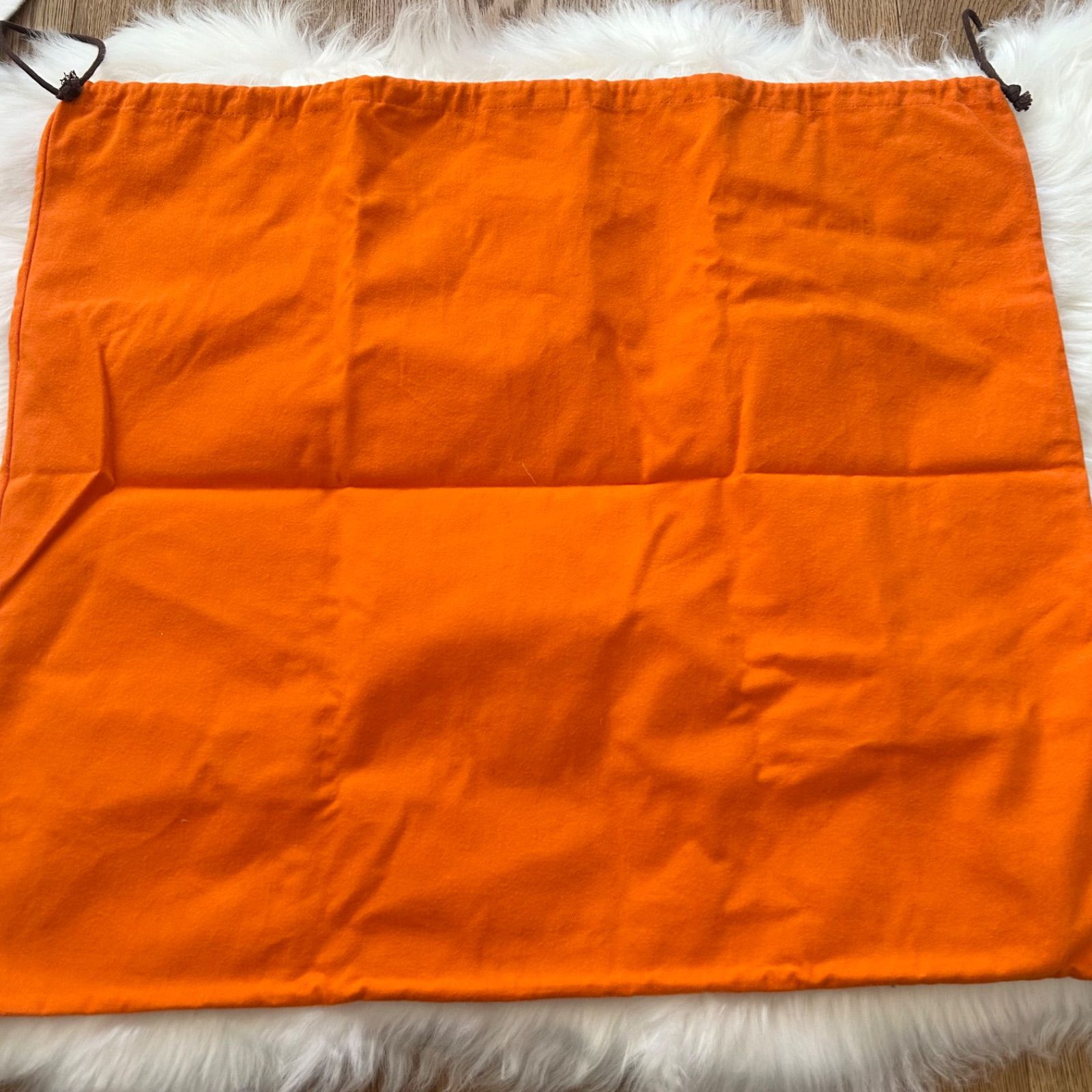 HERMES エルメス バーキンなどバッグの保存袋 オレンジ 巾着 収納にも