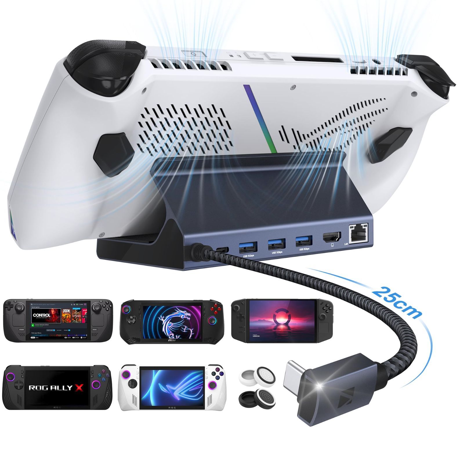 数量 iVANKY 4K 144Hz ドック ROG Ally X Legion Go Steam Deck OLED MSI Claw の8-in-1ドック ASUS ROG Alloy用ハブドッキングステーション HDMI ギガビットイーサネット U