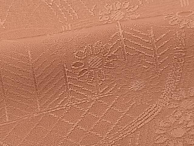 平和屋着物○上質な色無地 陶器地紋 白茶色 正絹 逸品 DAAV3367du