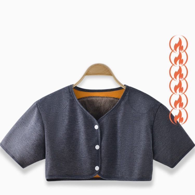 肩当て 肩当 肩あて 裏起毛 厚手 あったか 防寒 着る毛布 寝具 メンズ レディース 男女兼用 半袖 襟付き 暖かい 温める 蓄熱 保温 防寒対策 前開き ルームウェア インナー 秋 冬 父の日 母 pdd5873