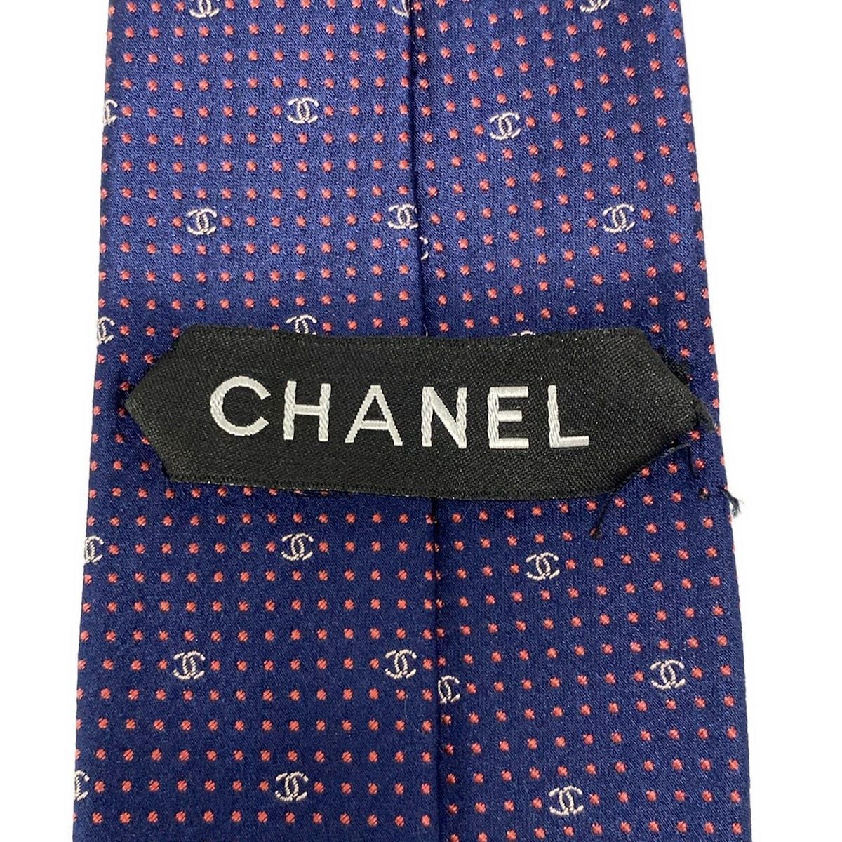 希少柄✨CHANEL✨シャネル✨ネクタイ✨ココマーク総柄✨フラワー総柄✨ネイビー CHANEL(シャネル) ネクタイ メンズ - ネイビー×レッド