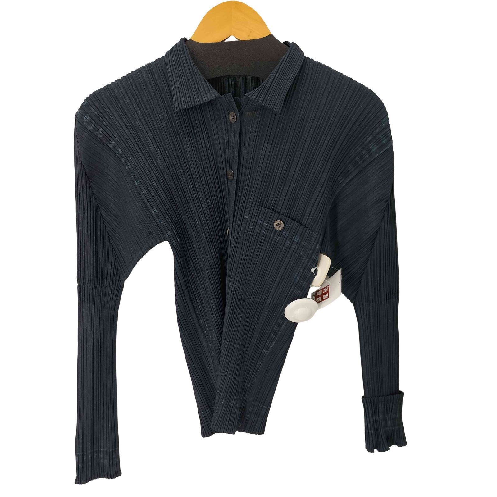イッセイミヤケ　シャツ　長袖　プリーツ　ダークグレー　ポリエステル　サイズＬ プリーツプリーズイッセイミヤケ PLEATS PLEASE ISSEY MIYAKE L
