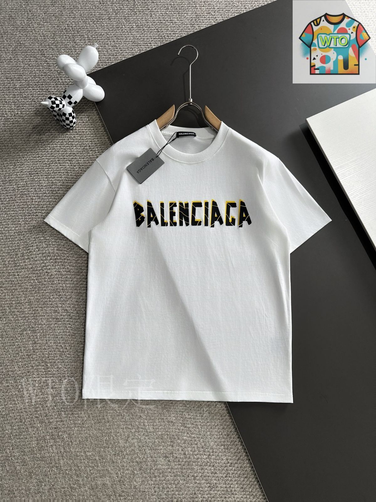 今日特価】Balenciaga 高密度コットン ダブルプリント T シャツ