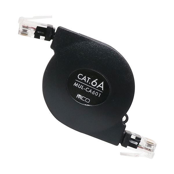 まとめ ナカバヤシ ミヨシカテゴリー6A巻き取りLANケーブル ブラック 1m MUL-CA601 BK 1個 ×5セット