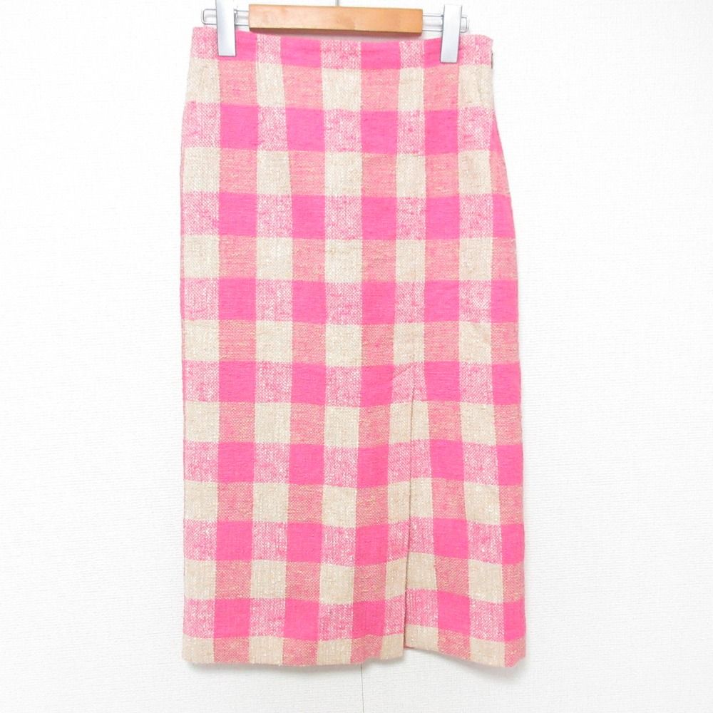 UNITED ARROWS ユナイテッドアローズ BONOTTO ギンガムチェック ペンシルスカート サイズ36 ピンク×ホワイト レディース 古着