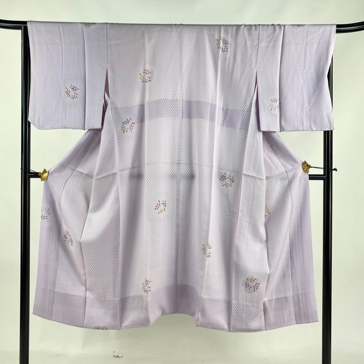 長襦袢 身丈133cm 裄丈66cm M 草木染 桜 鱗 薄紫 正絹 秀品