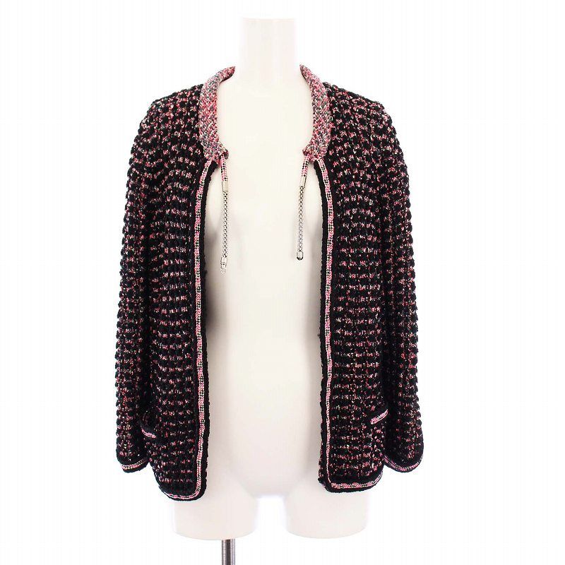 シャネル CHANEL ニットカーディガン 長袖 チェーン ココマーク 40