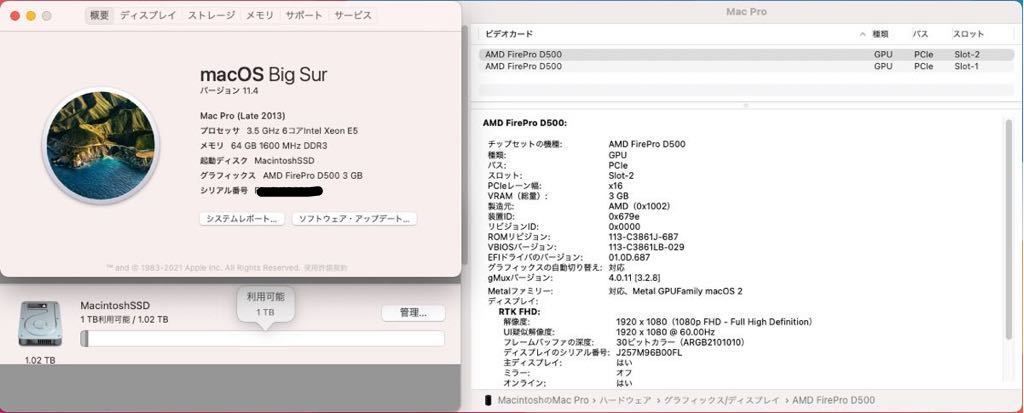 極美品Apple Mac Pro Late 2013/6コアSSD1TB - アップルファンshop