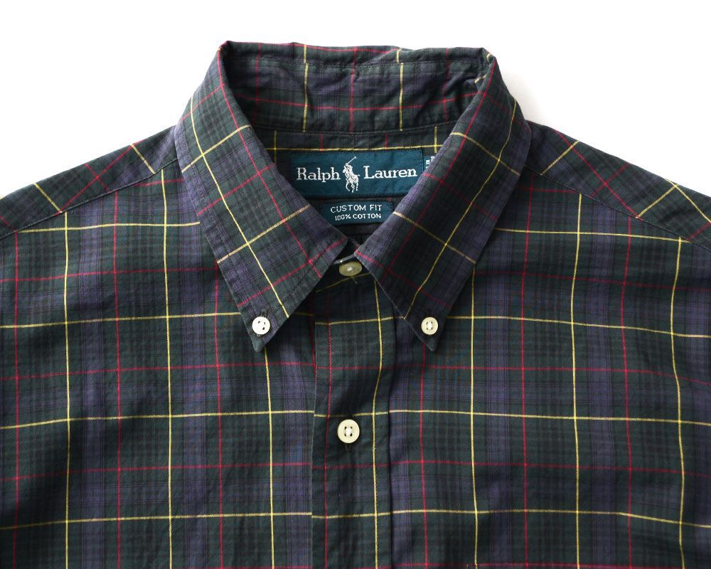Polo Ralph Lauren ポロ ラルフ ローレン 古着 ラルフ シャツ古着 チェック柄CUSTOM FIT カスタムフィット ボタンダウン シャツMサイズrl-010