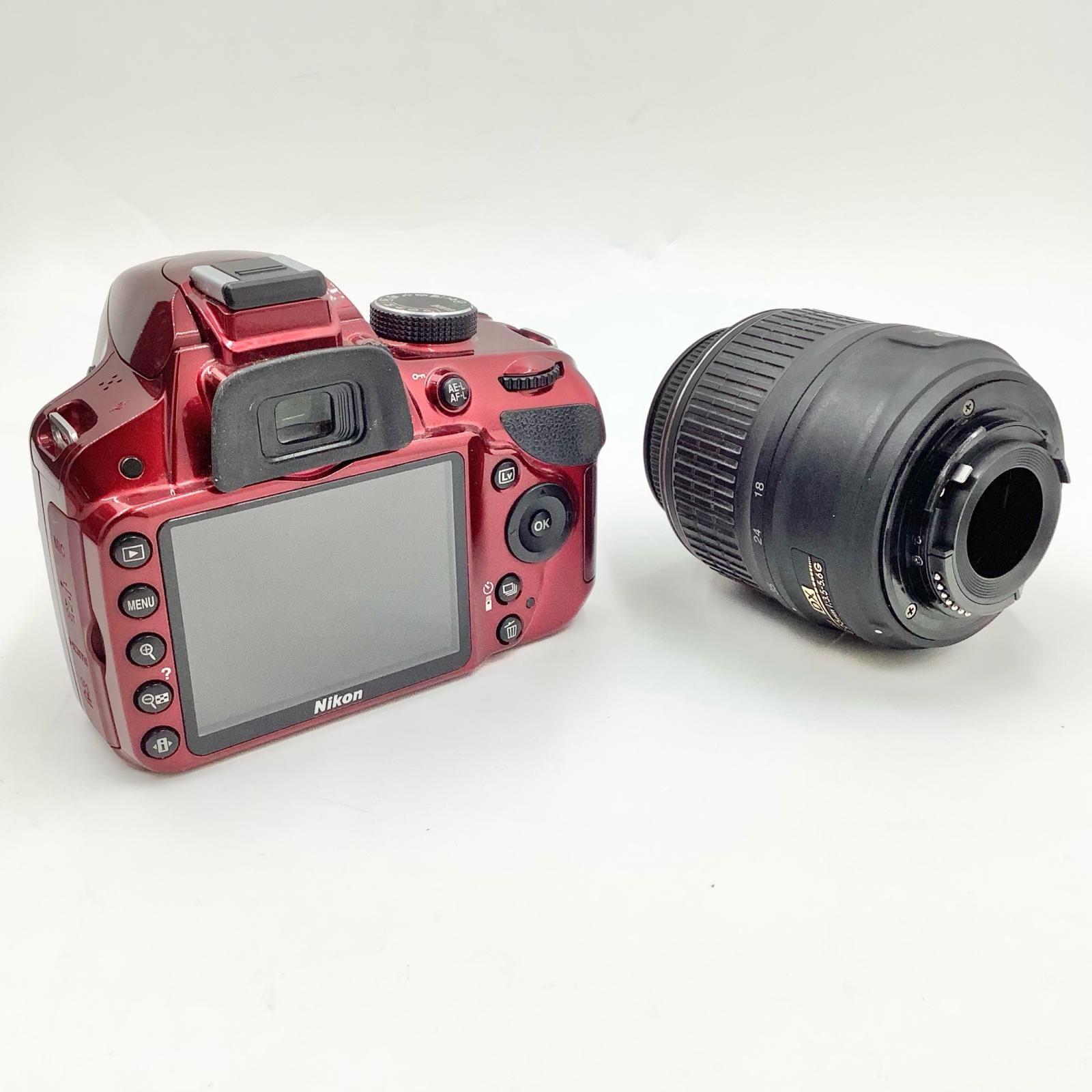 カメラ Nikon デジタル一眼 D3200 ボディ レッド 動作確認済 【全額 