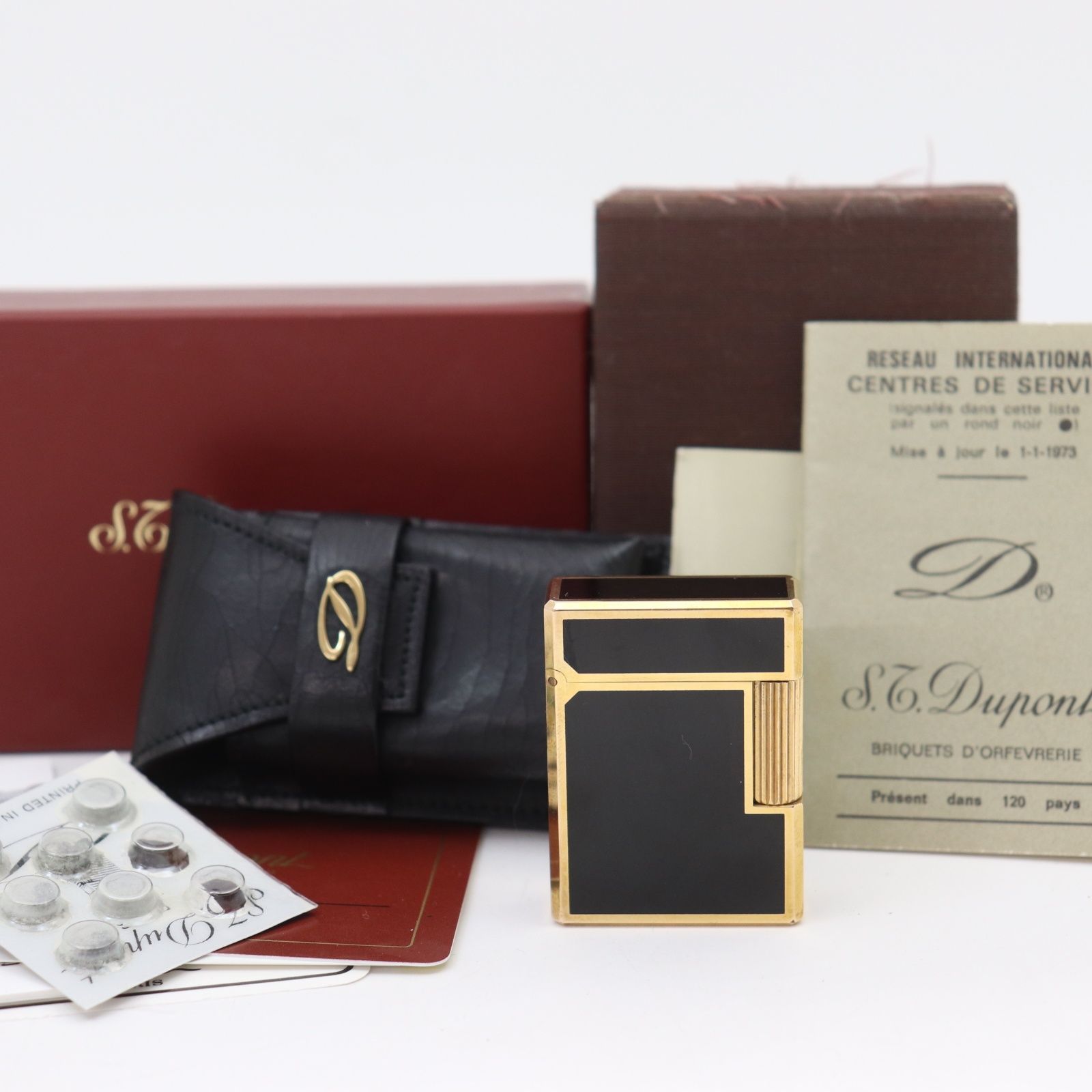 ITBKJP1K5ZZ0 S.T.Dupont デュポン ライン1 ガスライター ローラー式 漆塗り 都彭 ケース 替え着火石付き 喫煙グッズ
