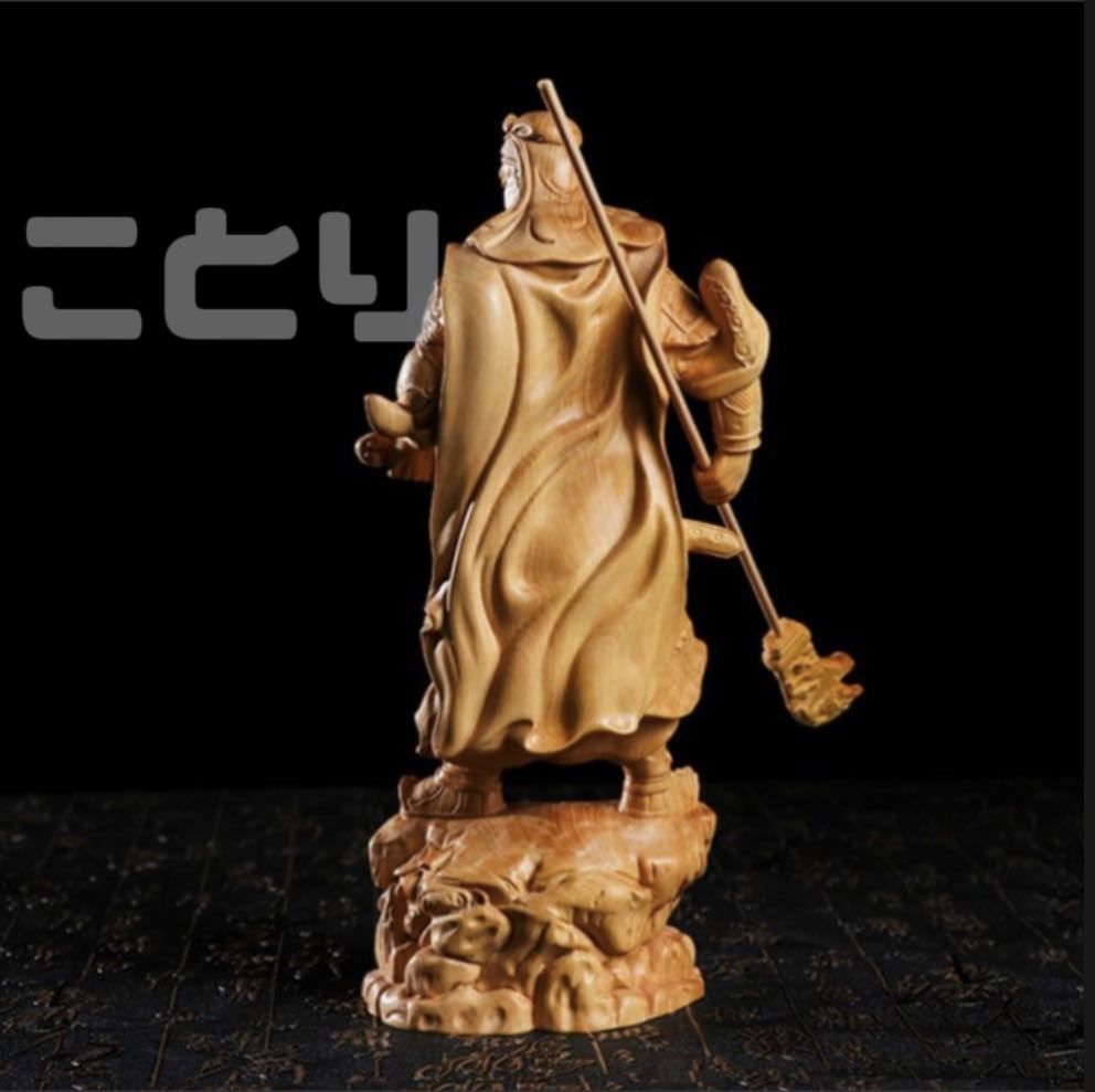 極上彫 仏教工芸品 木彫仏像 精密彫刻 仏師手仕上げ品 関羽 韋駄天 立像一式 武財神 中国武将 三国志 木彫仏像 美術品 - 美術品