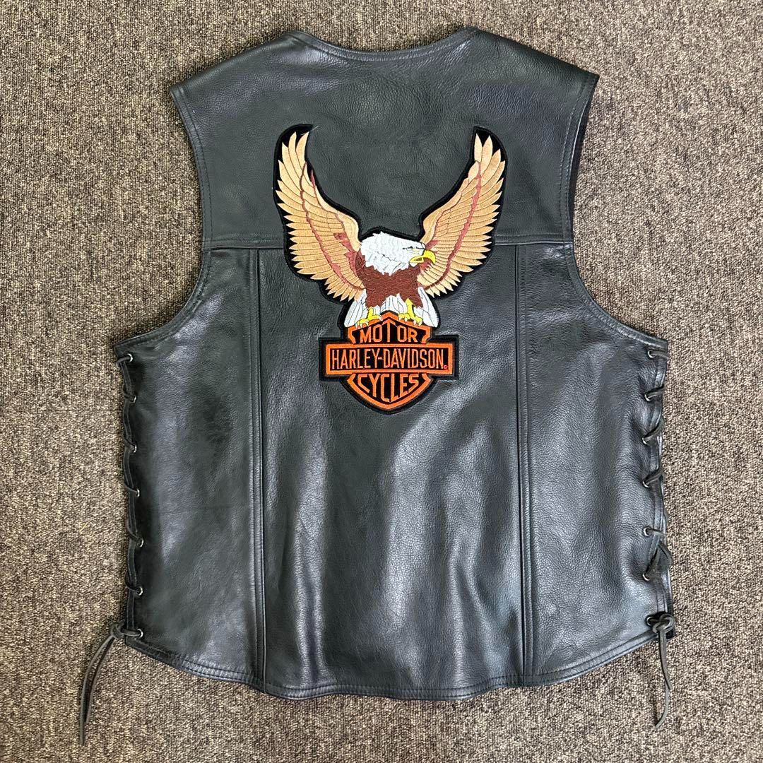 Harley-Davidson ハーレーダビッドソン 革 レザーベスト ブラック WWW_NOITHATQUANGTHANH_NET