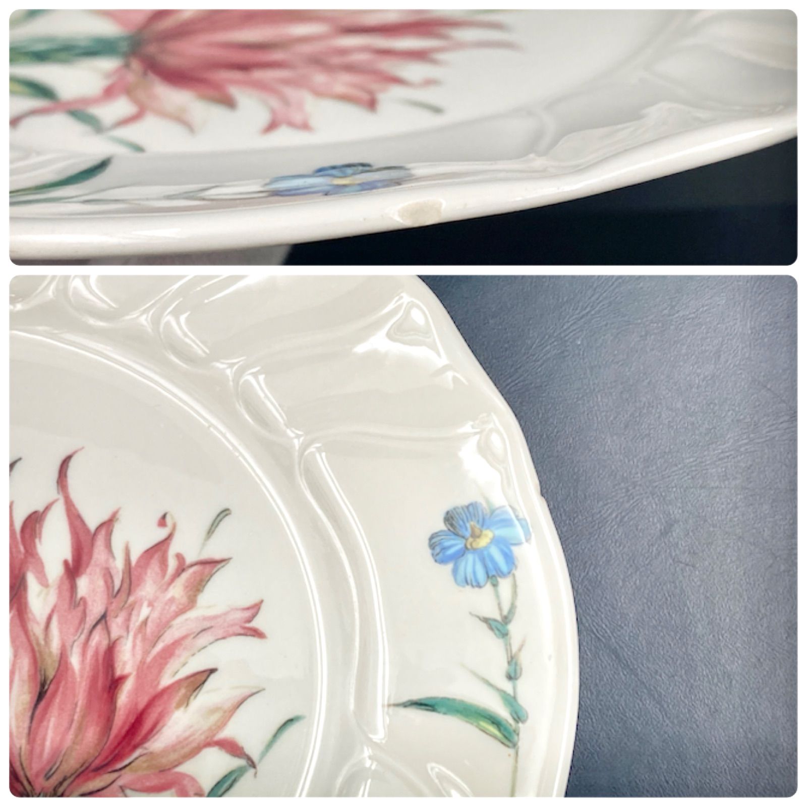 MZ662) 【訳あり】 90s Villeroy&Boch Bouquet 20cm プレート 5枚