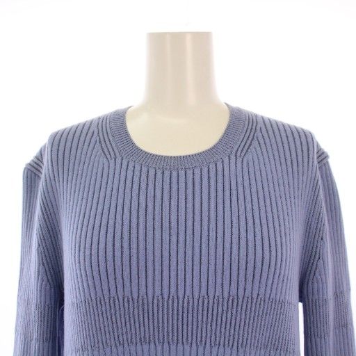  ドゥロワー Drawer リブニット ワンピース ひざ丈 長袖 クルーネック ウール 1 水色 6526-299-0860 BM その他 トップス