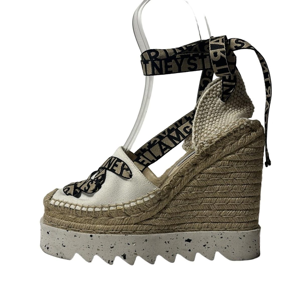 stellamccartney ステラマッカートニー サンダル 37 レディース - 800159 N0222 9007 白×ベージュ×黒 コットン リネン