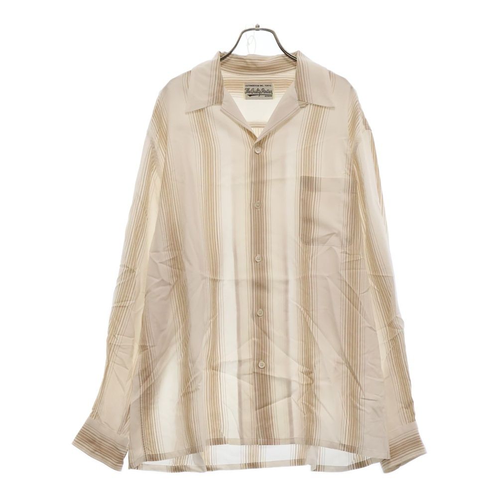WACKO MARIA (ワコマリア) 22AW STRIPED OPEN COLLAR SHIRT ストライプレーヨンオープンカラー長袖シャツ 22FW-WMS-OC01 ホワイト/ベージュ