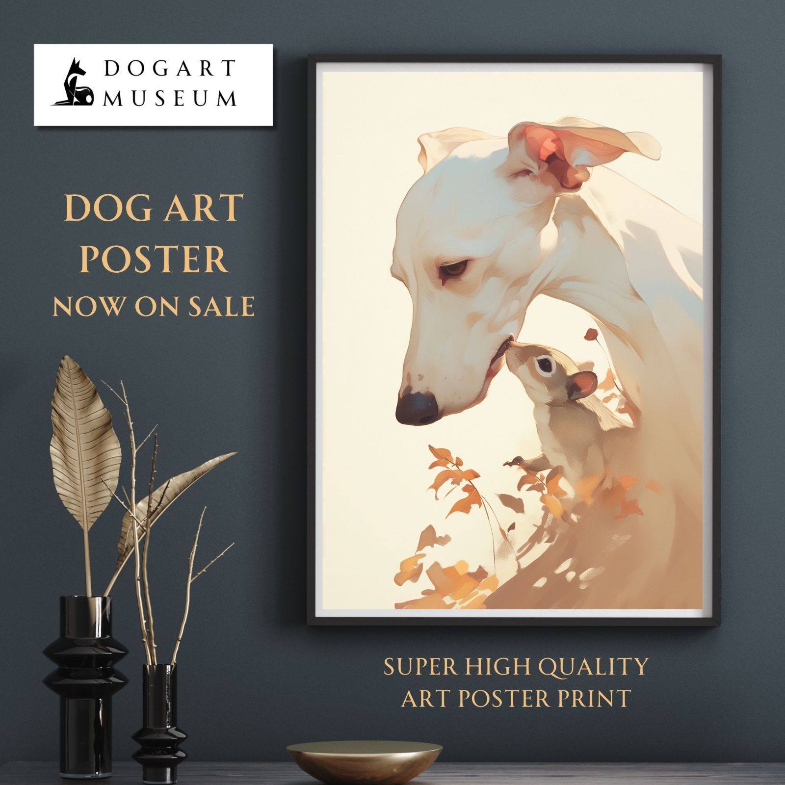栗鼠犬戯舞 - イタリアングレーハウンド犬の子犬 No.1 イタグレ リス 紅葉 秋 子犬 ペットロス うちの子記念日 アートポスター 犬の絵 犬のイラスト