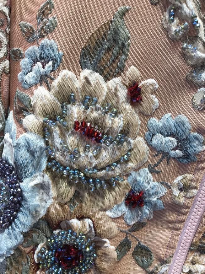 ブルゾン 韓国 刺繍 ビーズ 花 MA-1 ジャンパー 長袖 ビジュー
